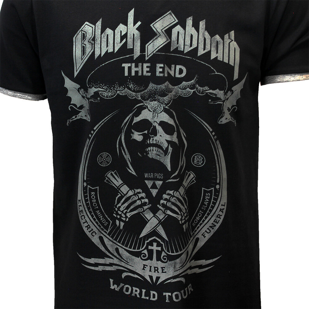 Band Merchandise Black Sabbath The End World Tour Ringer T-Shirt - Officiële Merchandise Band Merchandise Black Sabbath The End World Tour Ringer T-Shirt - Officiële Merchandise