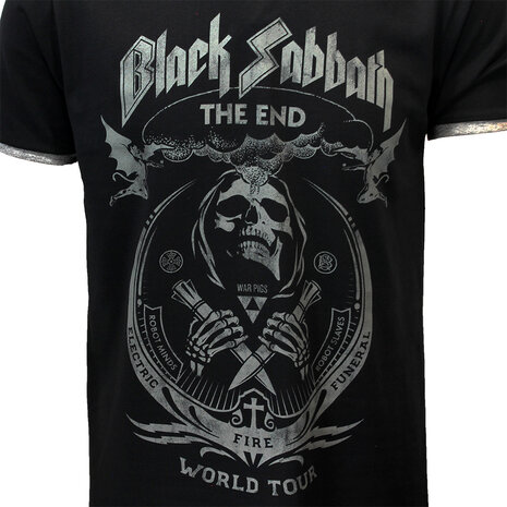 Band Merchandise Black Sabbath The End World Tour Ringer T-Shirt - Officiële Merchandise Band Merchandise Black Sabbath The End World Tour Ringer T-Shirt - Officiële Merchandise