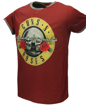 Band Merchandise Guns N' Roses Logo Ringer T-Shirt Red Band Merchandise Guns N' Roses Logo Ringer T-Shirt Red