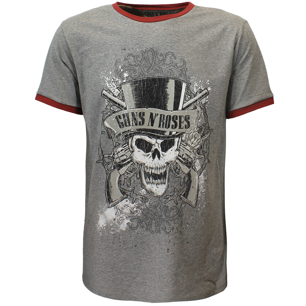 Band Merchandise Guns N’ Roses Faded Skull Ringer T-Shirt - Officiële Merchandise Band Merchandise Guns N’ Roses Faded Skull Ringer T-Shirt - Officiële Merchandise