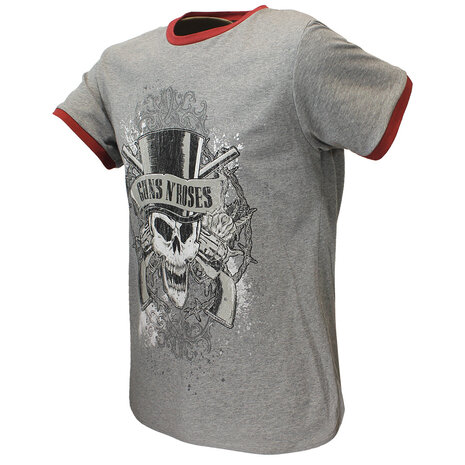 Band Merchandise Guns N’ Roses Faded Skull Ringer T-Shirt - Officiële Merchandise Band Merchandise Guns N’ Roses Faded Skull Ringer T-Shirt - Officiële Merchandise