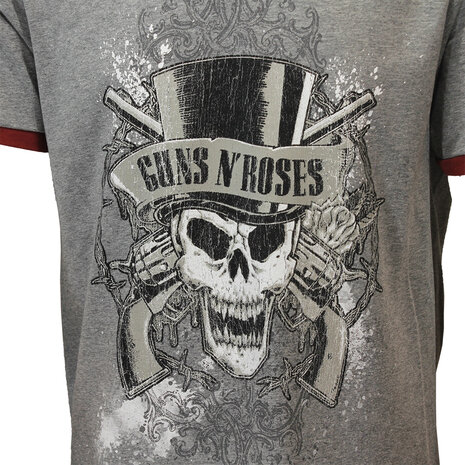 Band Merchandise Guns N’ Roses Faded Skull Ringer T-Shirt - Officiële Merchandise Band Merchandise Guns N’ Roses Faded Skull Ringer T-Shirt - Officiële Merchandise
