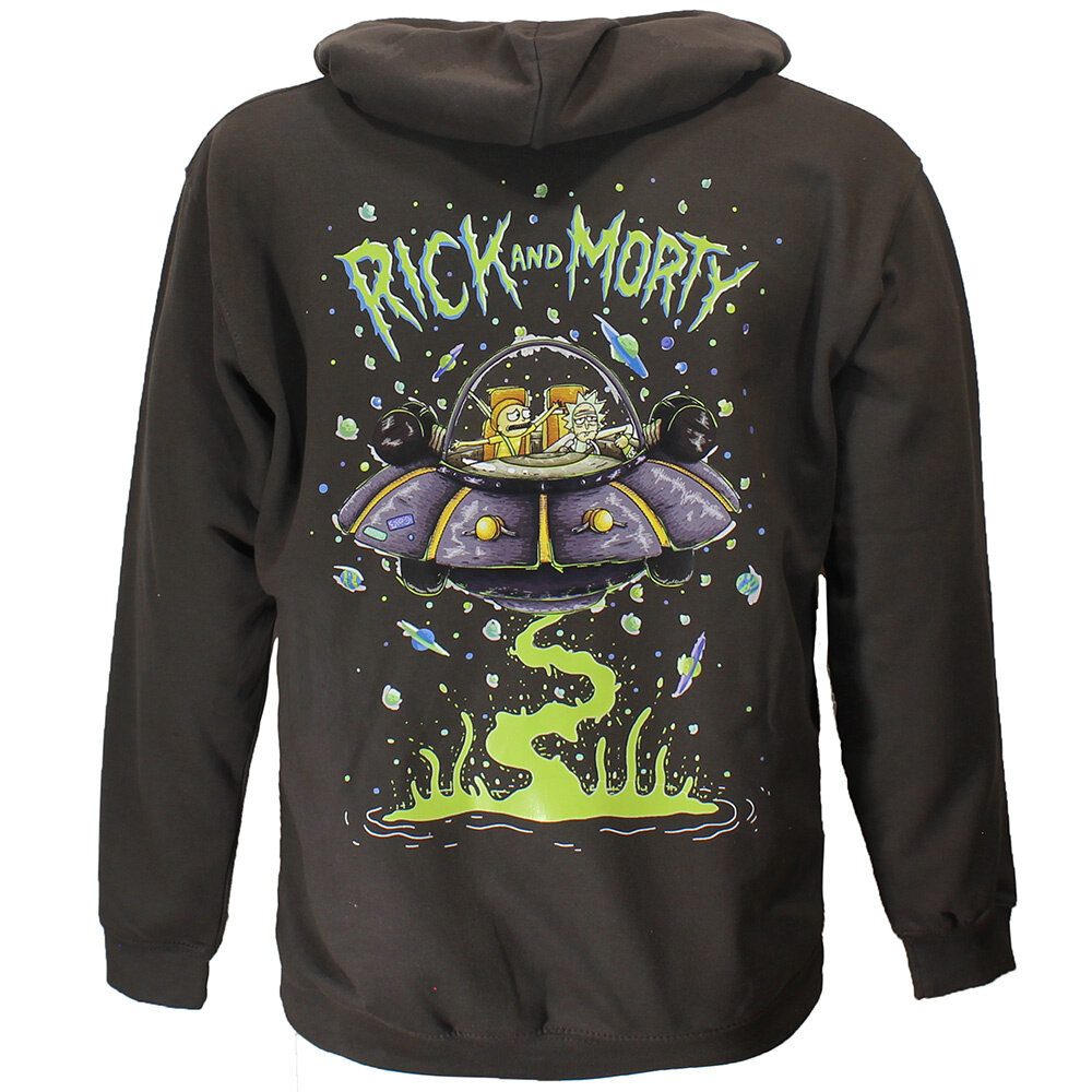 Rick and Morty Rick and Morty Sweater Spacecruiser Pullover Hoodie Donkergrijs - Officiële Merchandise Rick and Morty Rick and Morty Sweater Spacecruiser Pullover Hoodie Donkergrijs - Officiële Merchandise