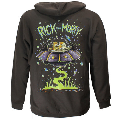Rick and Morty Rick and Morty Sweater Spacecruiser Pullover Hoodie Donkergrijs - Officiële Merchandise Rick and Morty Rick and Morty Sweater Spacecruiser Pullover Hoodie Donkergrijs - Officiële Merchandise