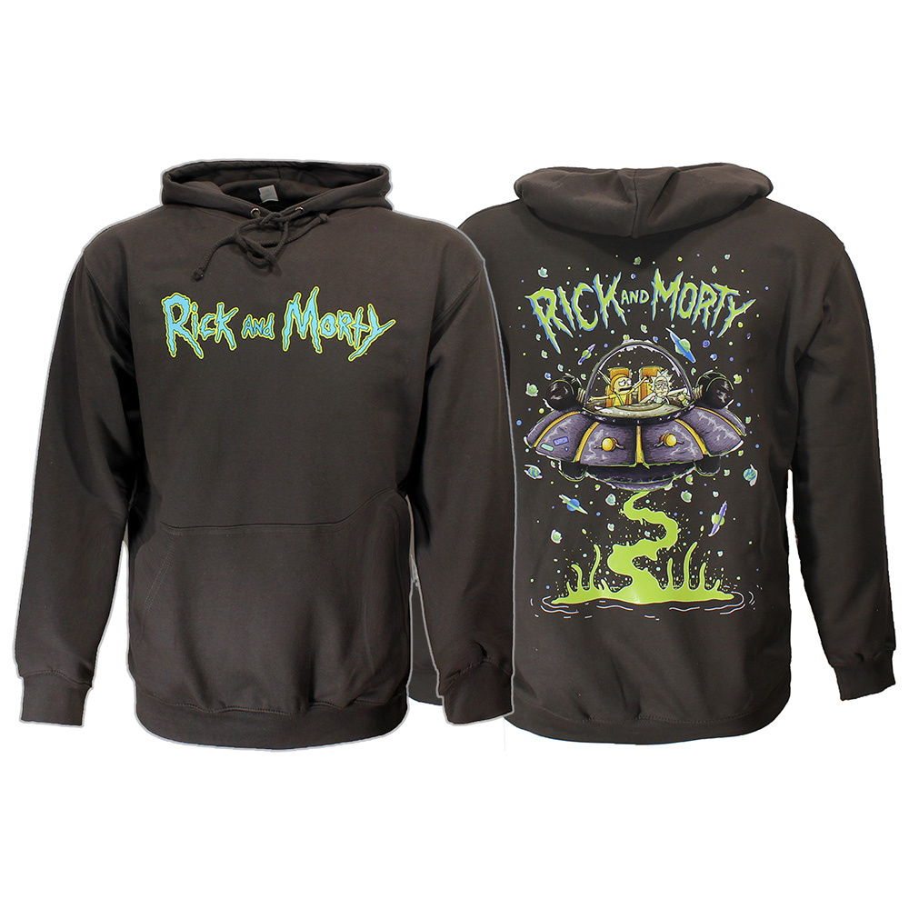 Rick and Morty Sweater Spacecruiser Pullover Hoodie Dark Gray Official Merchandise