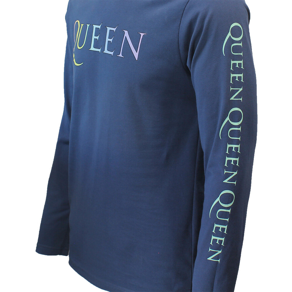 Band Merchandise Queen Rainbow Crest Jeansblaues Langarm-T-Shirt – offizielles Merchandise Band Merchandise Queen Rainbow Crest Jeansblaues Langarm-T-Shirt – offizielles Merchandise