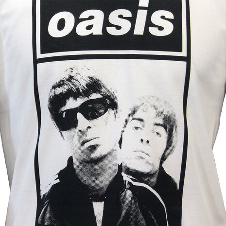 Band Merchandise Oasis Liam and Noel Photo T-Shirt Wit -  Officiële Merchandise Band Merchandise Oasis Liam and Noel Photo T-Shirt Wit -  Officiële Merchandise