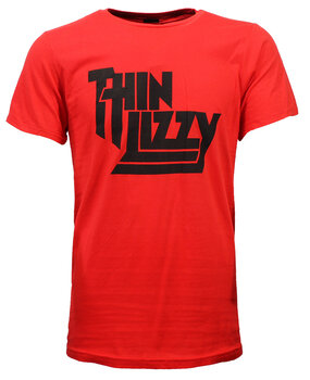Band Merchandise Thin Lizzy Schwarz auf rotem Logo-T-Shirt