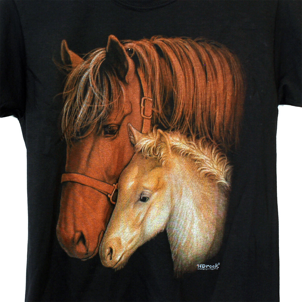 Popmerch Originals Pferde-Stute-Fohlen-Kinder-T-Shirt – originelles Design