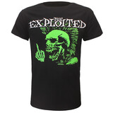 Band Merchandise The Exploited Midde Finger Punk Skeleton T-Shirt Band Merchandise The Exploited Midde Finger Punk Skeleton T-Shirt