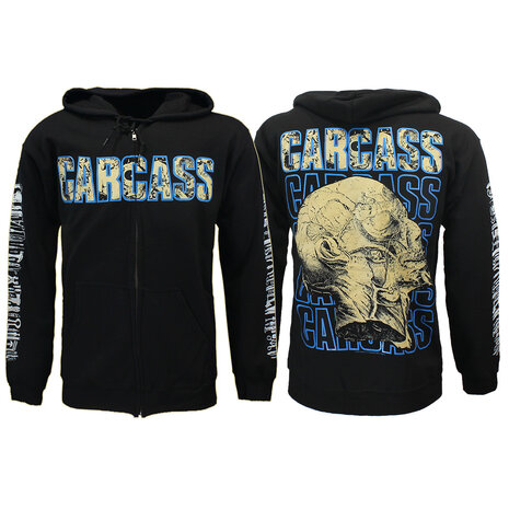 Band Merchandise Carcass Necro Head Kapuzenjacke mit Reißverschluss – Offizielles Merchandise Band Merchandise Carcass Necro Head Kapuzenjacke mit Reißverschluss – Offizielles Merchandise