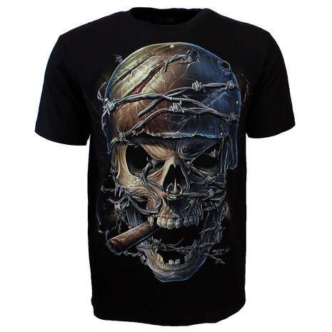 Rock Eagle / Biker T-Shirts Pierced Skull Rock 3D Glow in the Dark T-Shirt Black