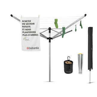 Brabantia Droogmolen Lift-O-Matic Advance - 50m - incl. grondanker, beschermhoes en wasknijpertasje