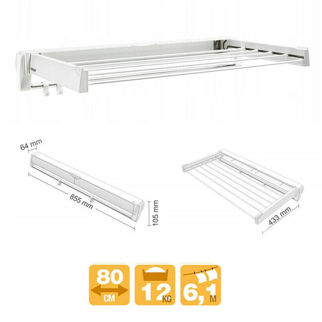 Juwel Juwel Artdry - Wanddroogrek - 80 cm - Wit