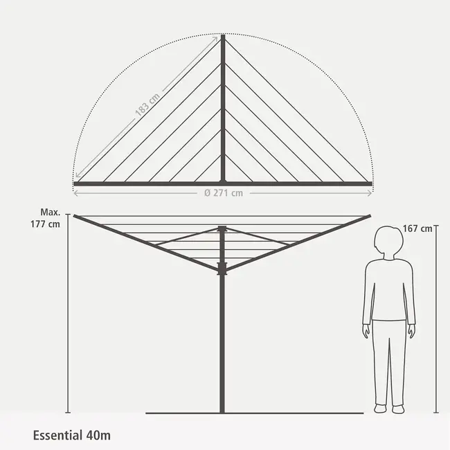 Brabantia Droogmolen Essential - incl betonanker - 40m