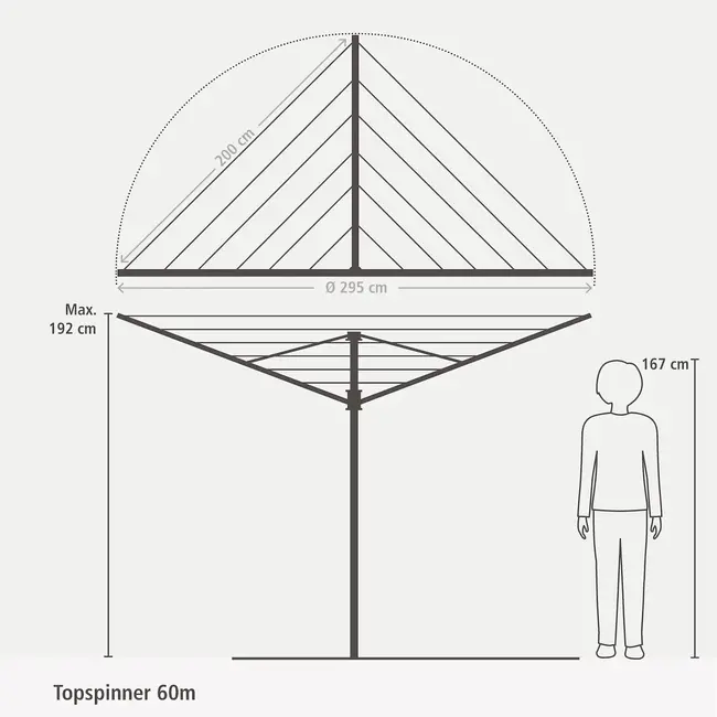 Brabantia Droogmolen Topspinner - incl. grondanker - 60m