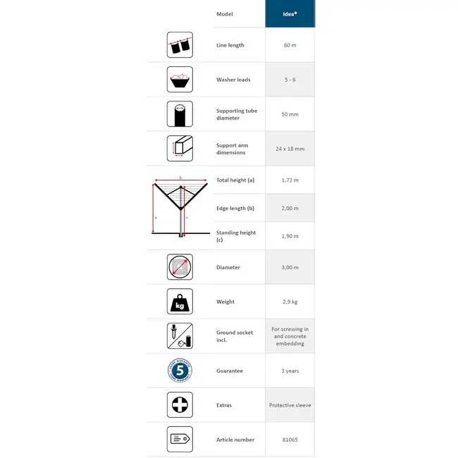 Blome Droogmolen Idea Complete - incl. grondanker en beschermhoes - 60m