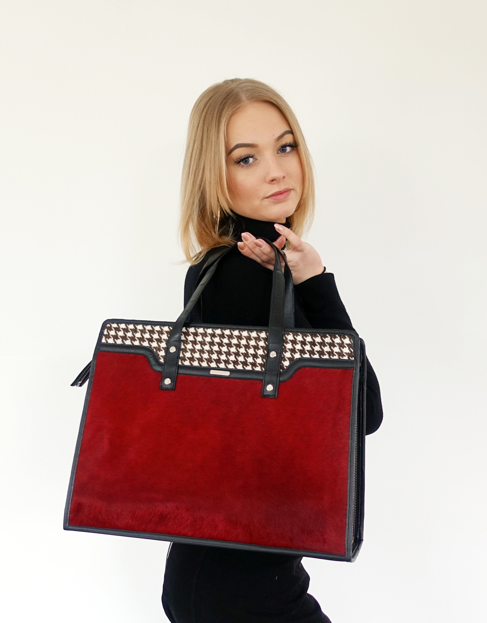 laptoptas Audrey Red pied de poule