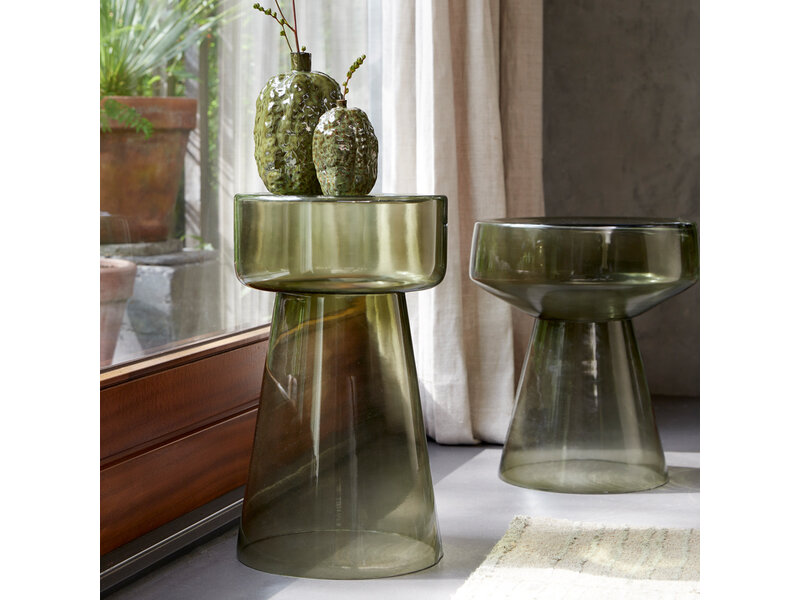 Light & Living Side table 37x44 cm DAKWA glass grey green