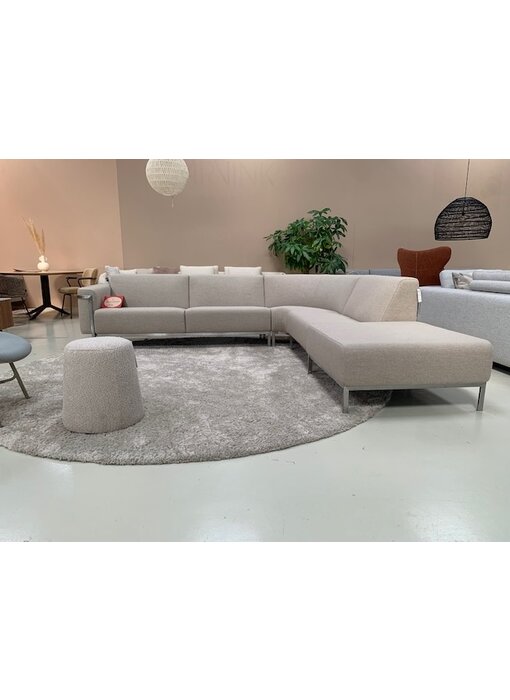 HARVINK Strakke hoekbank en poef FLINK in ploegwool van €8625 voor € 1999