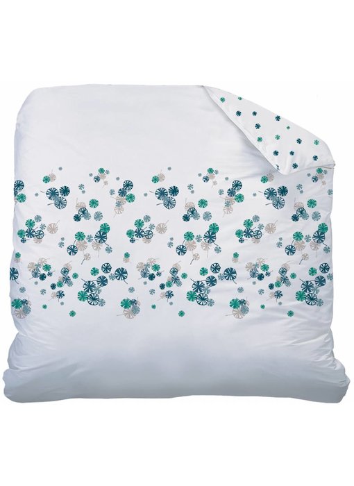 Matt & Rose Dekbedovertrek Fleurs graphiques Navy, emerald 240x220cm