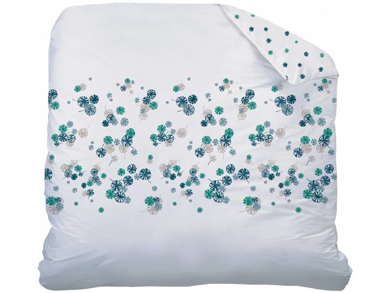 Matt & Rose Dekbedovertrek Fleurs graphiques Navy, emerald 240x220cm