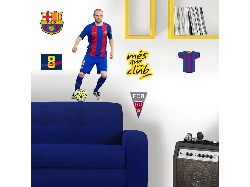 FC Barcelona Iniesta - Wandtattoo - 70 x 50 cm - Multi