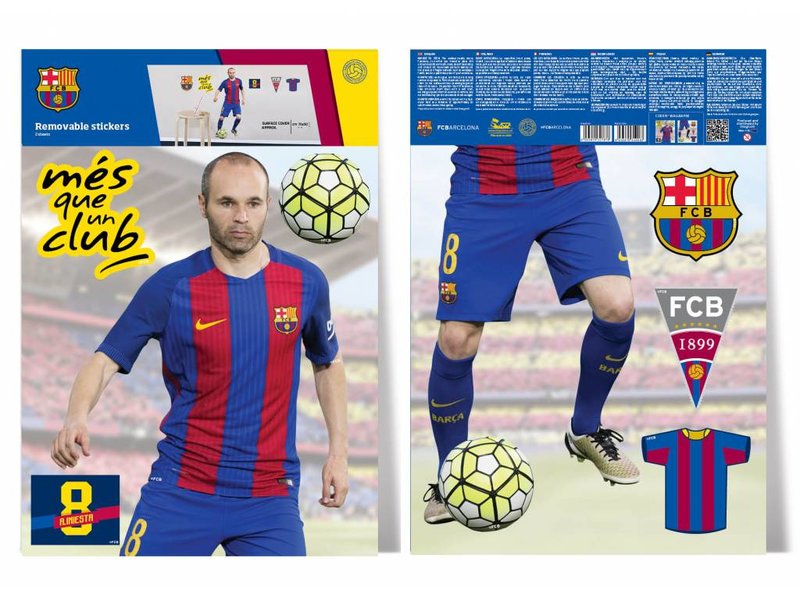 FC Barcelona Iniesta - Muursticker - 70 x 50 cm - Multi