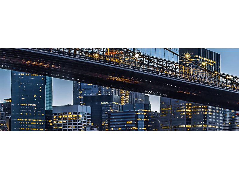 Fotobehang - Blue Hour over New York - 366 x 127 cm - Multi