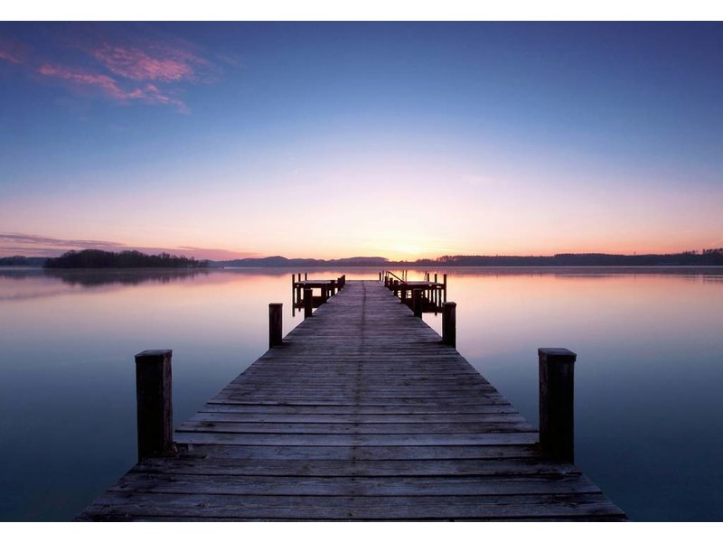 Fotobehang - Pier bei Sonnenaufgang - 366 x 254 cm - Multi