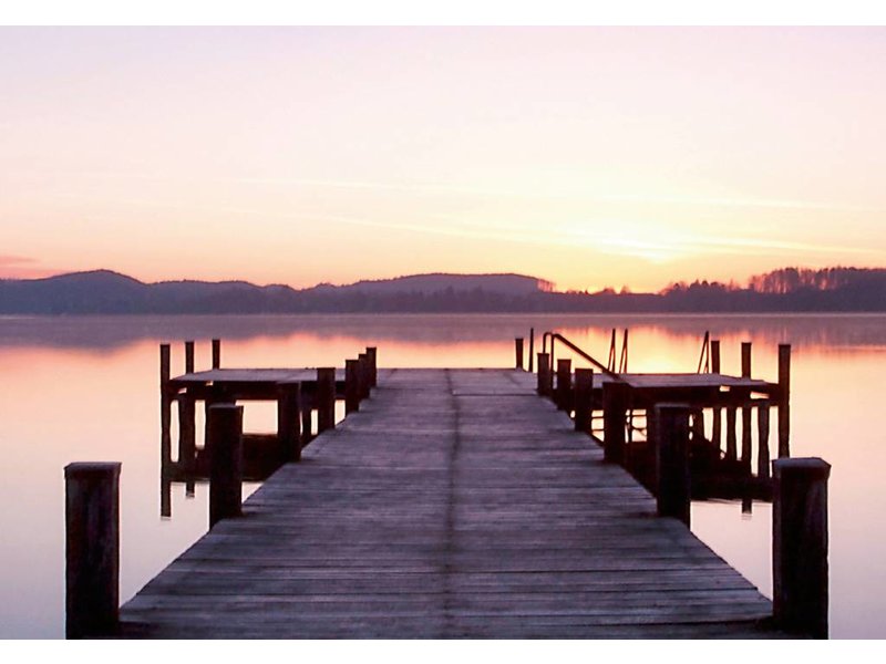 Fotobehang - Pier at Sunrise - 366 x 254 cm - Multi