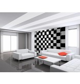 Fotobehang - Black + White Squares - 366 x 254 cm - Multi