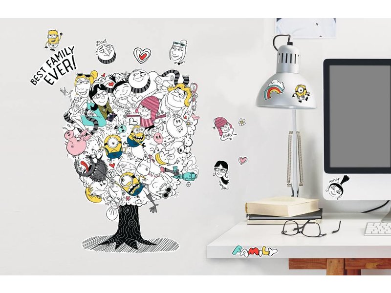 Minions Despicable 3 Family Tree - Muursticker - Multi