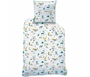 Matt & Rose Housse de couette Safari 140 x 200 + taie d'oreiller 63x63 cm