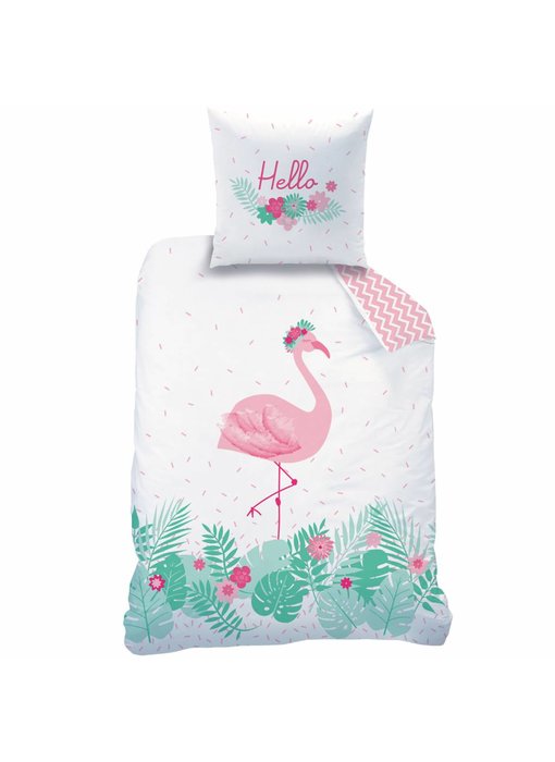 Matt & Rose Dekbedovertrek Flamingo rose  140 x 200 + kussensloop 63x63 cm