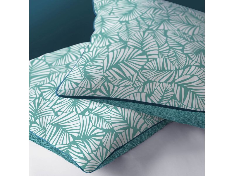 Matt & Rose Tendance Oasis - Dekbedovertrek - Lits Jumeaux - 240 x 220 cm - Turquoise, wit - Inclusief 2 kussenslopen