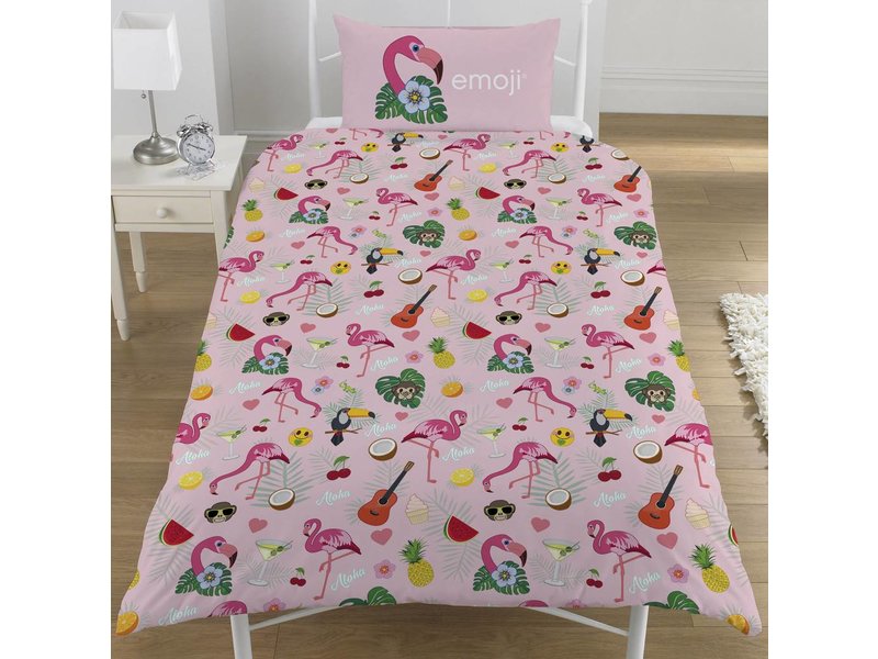 Emoji Flamingo - Housse de couette - Seul - 135 x 200 cm - Multi