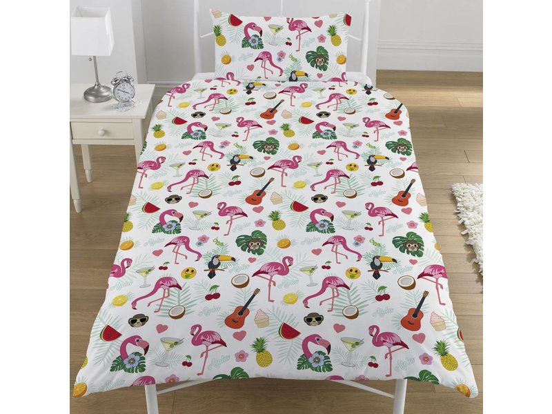 Emoji Flamingo - Duvet cover - Single - 135 x 200 cm - Multi