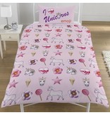 Emoji Unicorns & Mermaids - Bettbezug - Single - 135 x 200 cm - Rosa