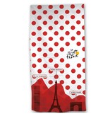 Tour de France Maillot blanc à Pois rouges - Serviette de plage - 70 x 140 cm - Rouge, blanc
