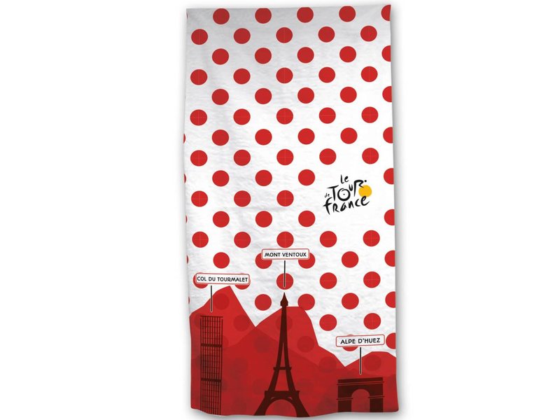 Tour de France Gepunktetes Trikot - Strandtuch - 70 x 140 cm - Rot, Weiß