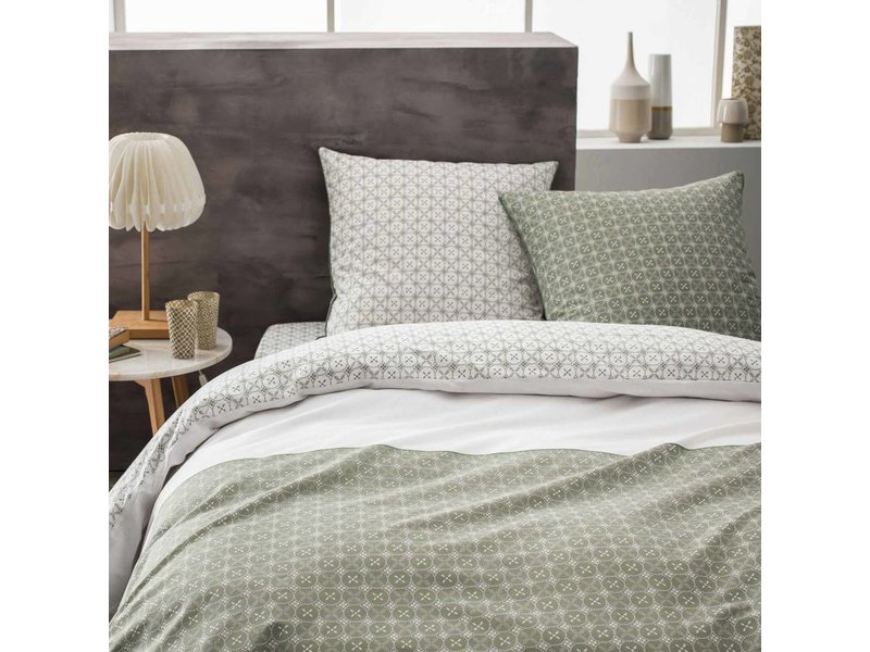 Matt & Rose Tendance Ceramique Kaki - Dekbedovertrek - Tweepersoons - 200 x 200 cm - Groen