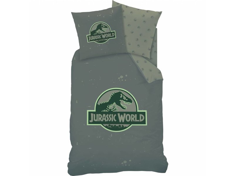 Jurassic World Logo - Dekbedovertrek - Eenpersoons - 140 x 200 cm - Groen