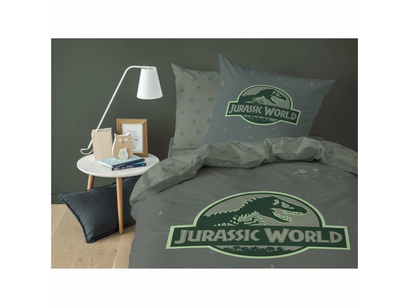 Jurassic World Logo - Dekbedovertrek - Eenpersoons - 140 x 200 cm - Groen