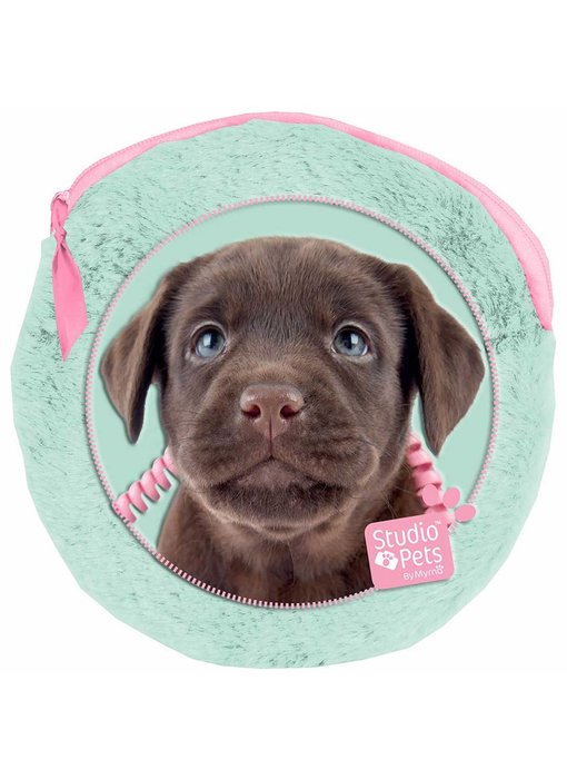 Studio Pets Étui à chiot rond en peluche comprenant 2 cahiers - 13x13cm