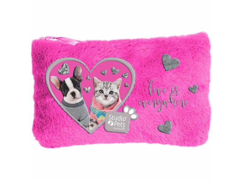 Studio Pets Love is Everywhere - Pluche etui - 12,7 x 20 cm - Roze