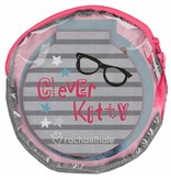 Rachael Hale Clever Kitty - Round plush pouch - including 2 notebooks - 13x13cm - Gray