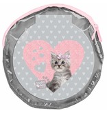 Studio Pets Sweet Kitty - Round Plush pouch - including 2 notebooks - 13 x 13 cm - Gray