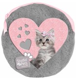 Studio Pets Sweet Kitty - Round Plush pouch - including 2 notebooks - 13 x 13 cm - Gray