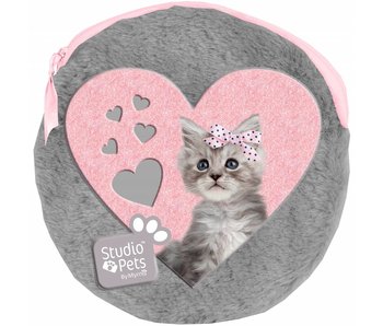 Studio Pets Pochette ronde en peluche Sweet Kitty comprenant 2 cahiers 13x13 cm